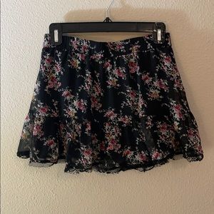 Black floral skirt